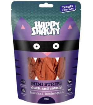 HAPPY SNACKY MINI Paski z Kaczki z Kocimiętką 80g