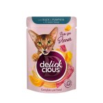 ideaPet Delickcious karma mokra dla kotów Paski z Kaczką i Dynią w zupie krem 85g