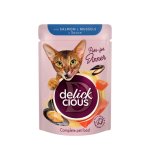 ideaPet Delickcious karma mokra dla kotów Kawałki z Łososiem i Małżami w sosie 85g
