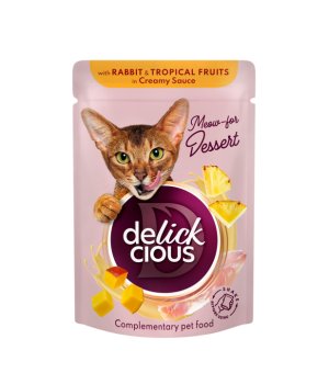 ideaPet Delickcious karma mokra dla kotów Płatki z Królikiem i Owocami Tropikalnymi w sosie 80g
