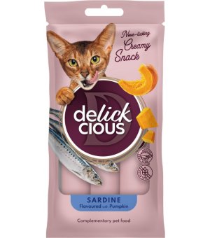 ideaPet Delickcious kremowe przysmaki dla kotów Sardynki z Dynią 4x 15g