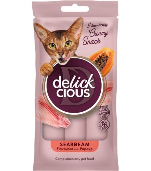 ideaPet Delickcious kremowe przysmaki dla kotów Morlesz / Dorada z Papają 4x 15g