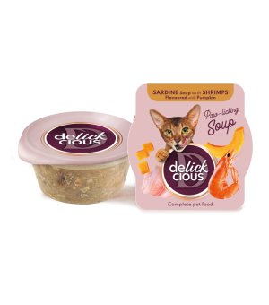 ideaPet Delickcious Zupa dla kotów Saryndki z Krewetkami o smaku Dyni 80g