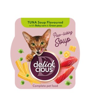 ideaPet Delickcious Zupa dla kotów Tuńczyk z Kukurydzą i Zielonym groszkiem 80g