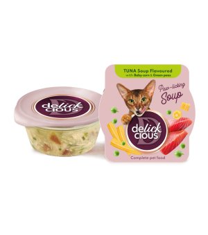ideaPet Delickcious Zupa dla kotów Tuńczyk z Kukurydzą i Zielonym groszkiem 80g