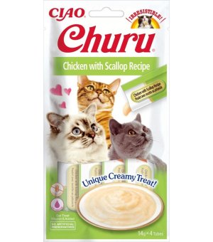 INABA Cat Churu krem kurczak z przegrzebkami 4x14g