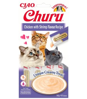 INABA Cat Churu krem kurczak z krewetkami 4x14g termin 05.07.2024