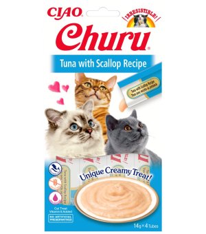 INABA Cat Churu krem tuńczyk z przegrzebkami 4x14g