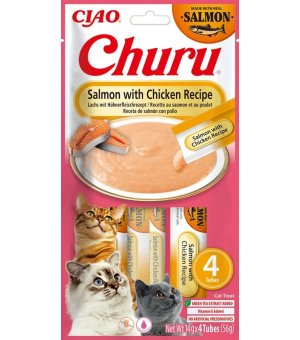 INABA Cat Churu krem z łososiem i kurczakiem dla kota 4x14g