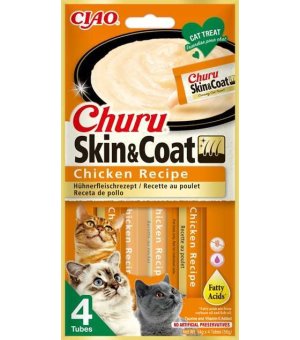 INABA Cat Churu skin&coat krem z kurczaka 4x14g