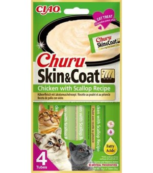INABA Cat Churu skin&coat krem z kurczaka i przegrzebek 4x14g termin 29.06.2024