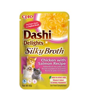  INABA CAT Dashi Delights Delicate Silky Broth Chicken, Salmon - uzupełniająca karma dla kota 40g