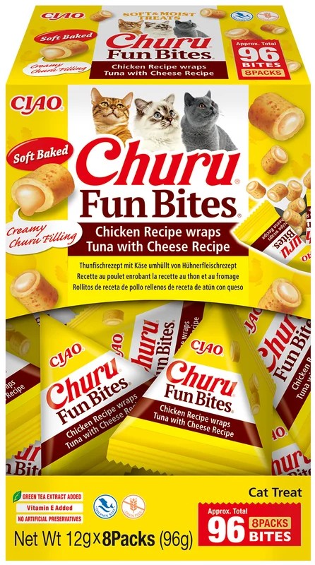INABA Cat Fun Bites Chicken, Tuna & Cheese przysmaki dla kota - Kurczak z Tuńczykiem i Serem 8x 12g