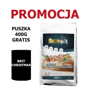 IRONpet Adult Large Breed Turkey 12kg - indyk + Brit Care 400g GRATIS