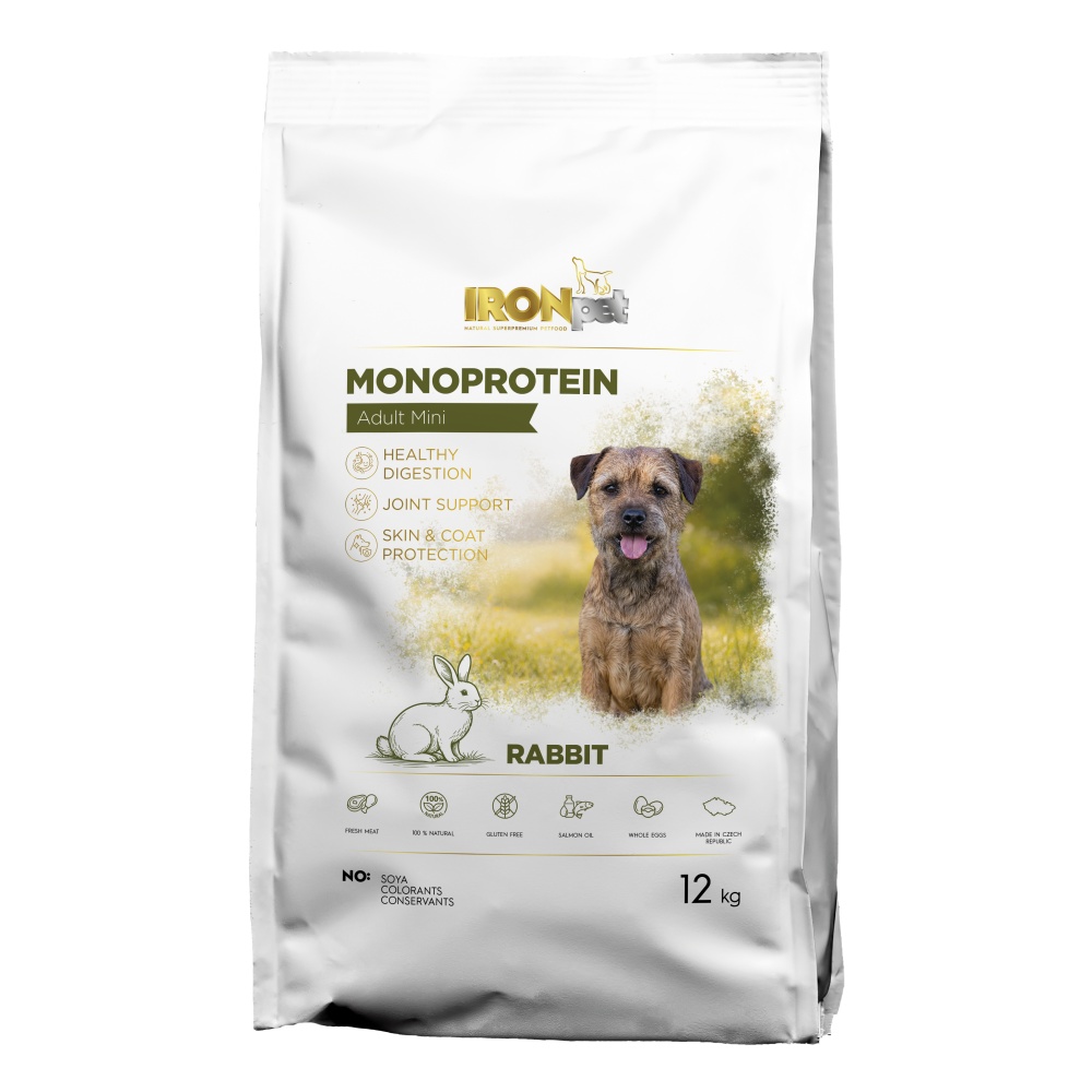 IRONpet Dog Adult Mini Rabbit sucha karma dla psów małych ras - królik 12kg