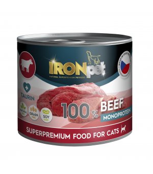 IRONpet karma mokra dla kota Beef ZESTAW 6x 200g