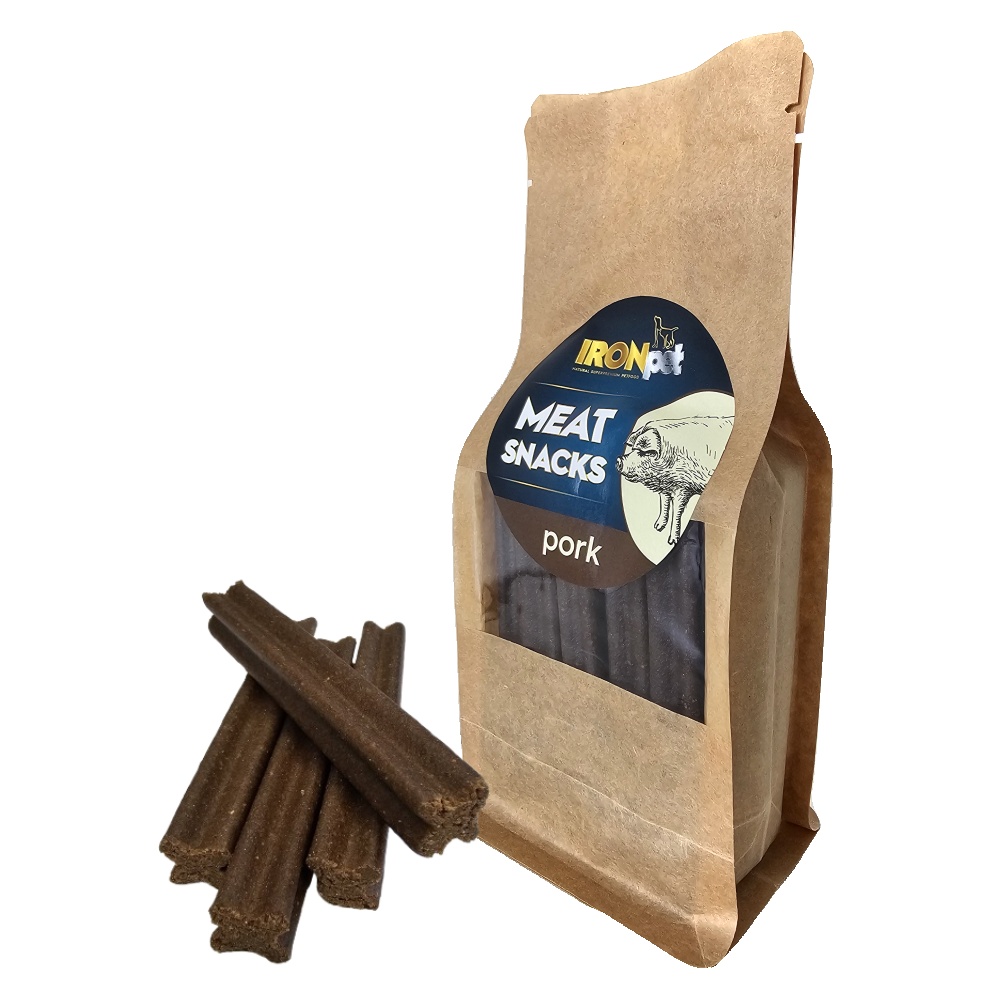 IRONpet Meat dental snacks Pork - przysmaki wspierające higienę jamy ustnej - Wieprzowina - 400g