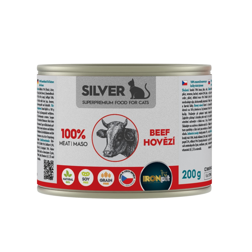 IRONpet SILVER Cat karma mokra dla kota - Wołowina 200g