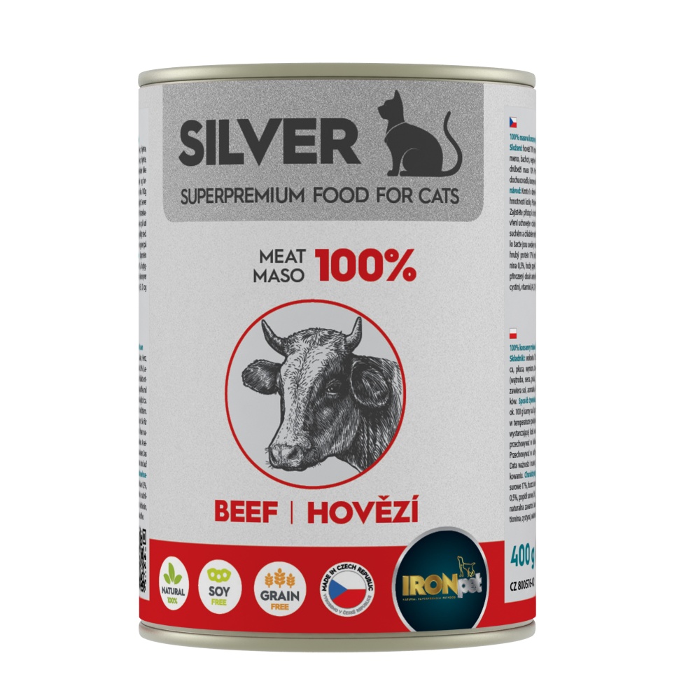 IRONpet SILVER Cat karma mokra dla kota - Wołowina 400g