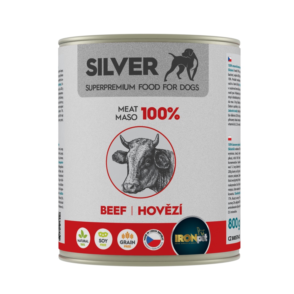 IRONpet SILVER Dog mokra karma dla psa - Wołowina 800g