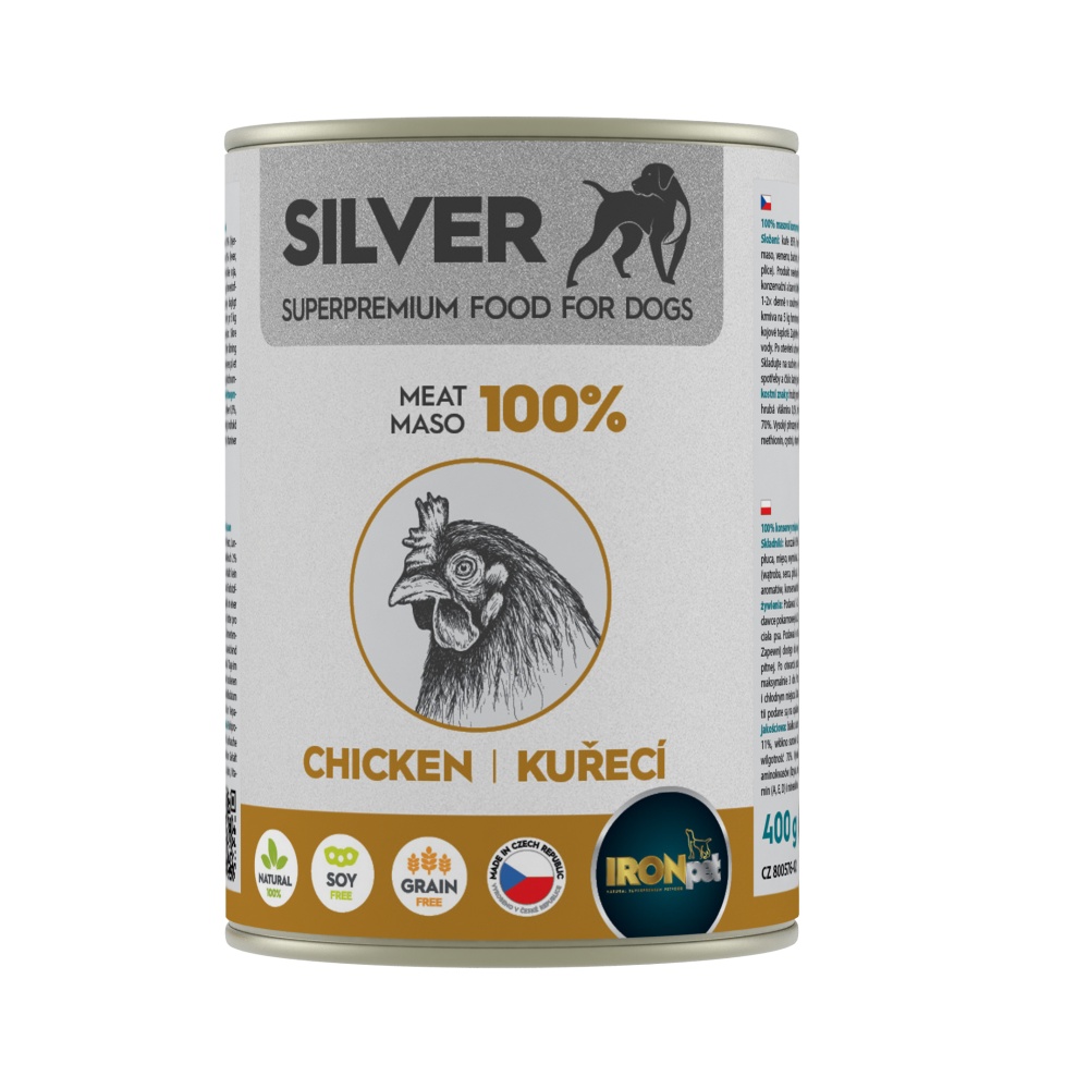 IRONpet SILVER Dog mokra karma dla psa - Kurczak 400g