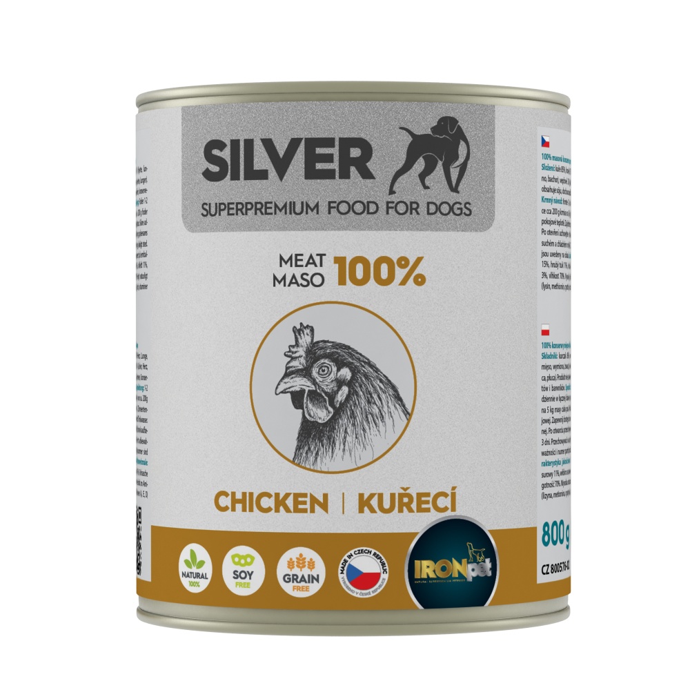 IRONpet SILVER Dog mokra karma dla psa - Kurczak 800g