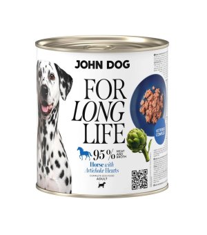 John Dog For Long Life mokra karma dla dorosłego psa - konina z kwiatostanem karczocha 800g