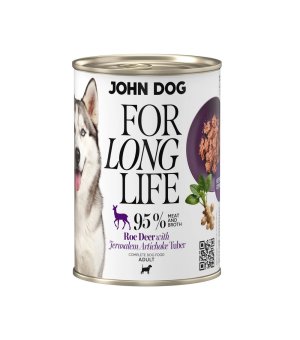 John Dog For Long Life mokra karma dla dorosłego psa - sarna z bulwą topinamburu 400g