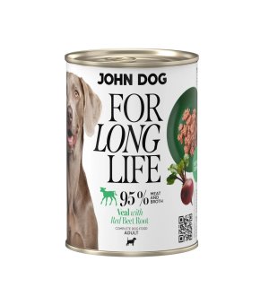 John Dog For Long Life mokra karma dla dorosłego psa - cielęcina z korzeniem buraka czerwonego 400g