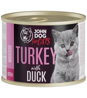 John Dog karma mokra dla kociąt MUS Indyk i Kaczka 200g