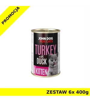 John Dog karma mokra dla kociąt MUS Indyk i Kaczka ZESTAW 6x 400g
