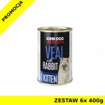 John Dog karma mokra dla kociąt MUS Cielęcina i Królik ZESTAW 6x 400g
