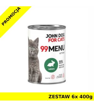 John Dog karma mokra dla kociąt 99 Menu Królik ZESTAW 6x 400g
