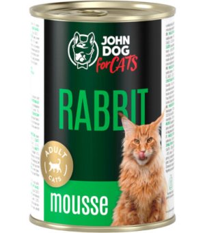 John Dog karma mokra dla kotów dorosłych MUS Królik 400g