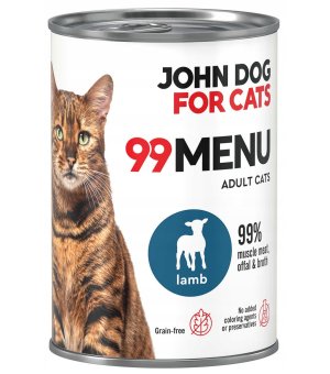 John Dog karma mokra dla kotów dorosłych 99 Menu Jagnięcina 400g