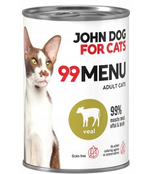 John Dog karma mokra dla kotów dorosłych 99 Menu Cielęcina 400g