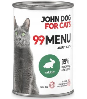 John Dog karma mokra dla kotów dorosłych 99 Menu Królik 400g