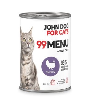 John Dog karma mokra dla kotów dorosłych 99 Menu Indyk 400g