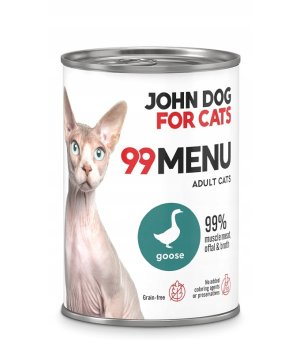 John Dog karma mokra dla kotów dorosłych 99 Menu Gęś 400g