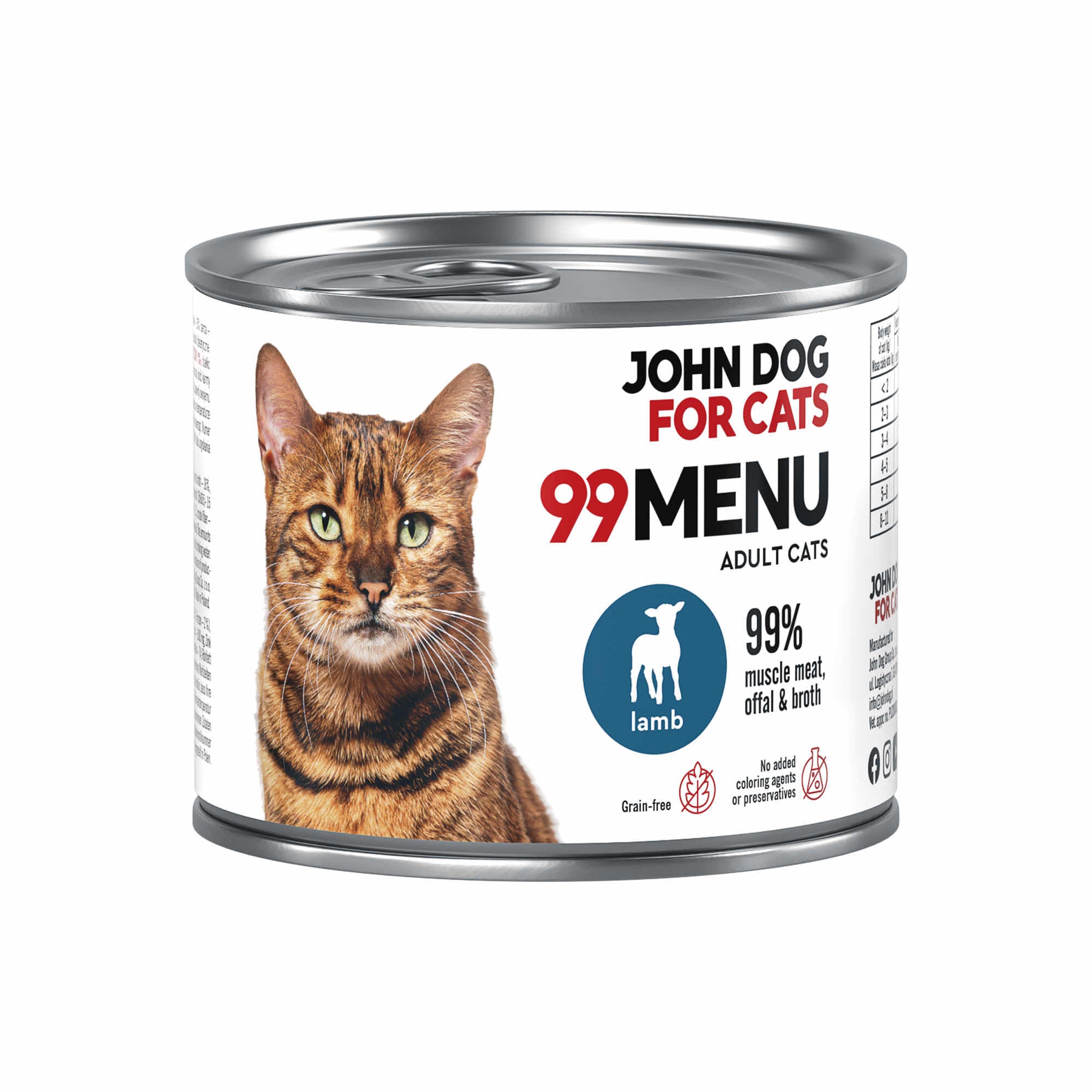 John Dog karma mokra dla kotów dorosłych 99 Menu Jagnięcina 200g