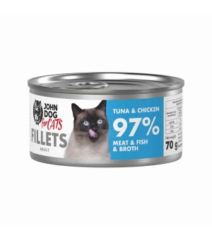 John Dog karma mokra dla kotów Filety Tuńczyk i Kurczak 70g