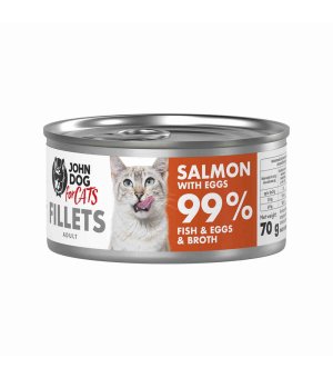 John Dog karma mokra dla kotów Filety Łosoś z Jajkami 70g