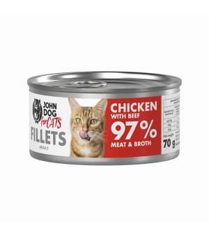 John Dog karma mokra dla kotów Filety Kurczak z Wołowiną 70g