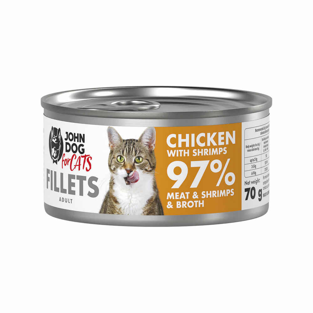 John Dog karma mokra dla kotów Filety Kurczak z Krewetkami 70g