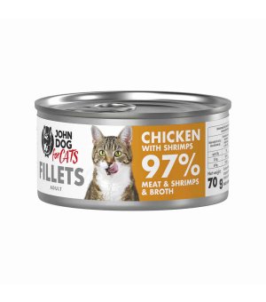 John Dog karma mokra dla kotów Filety Kurczak z Krewetkami 70g