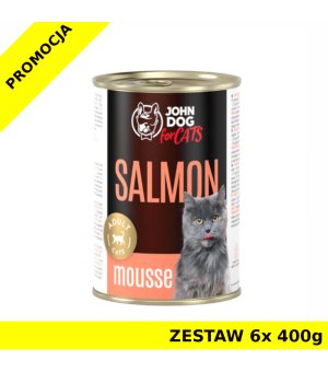 John Dog karma mokra dla kotów dorosłych MUS Łosoś ZESTAW 6x 400g