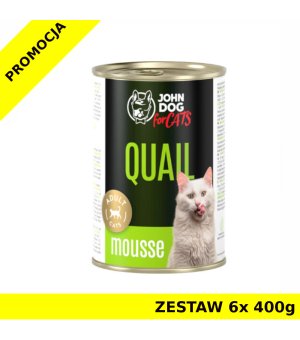 John Dog karma mokra dla kotów dorosłych MUS Przepiórka ZESTAW 6x 400g