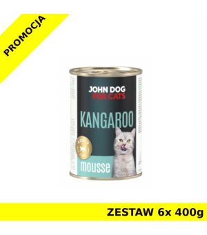John Dog karma mokra dla kotów dorosłych MUS Kangur ZESTAW 6x 400g