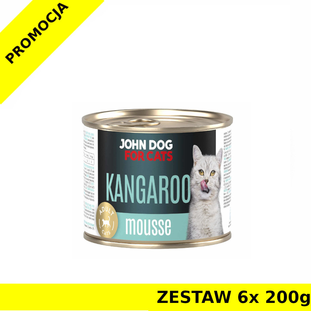 John Dog karma mokra dla kotów dorosłych MUS Kangur ZESTAW 6x 200g