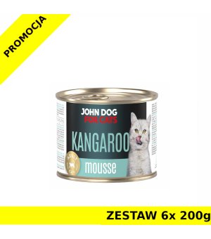 John Dog karma mokra dla kotów dorosłych MUS Kangur ZESTAW 6x 200g